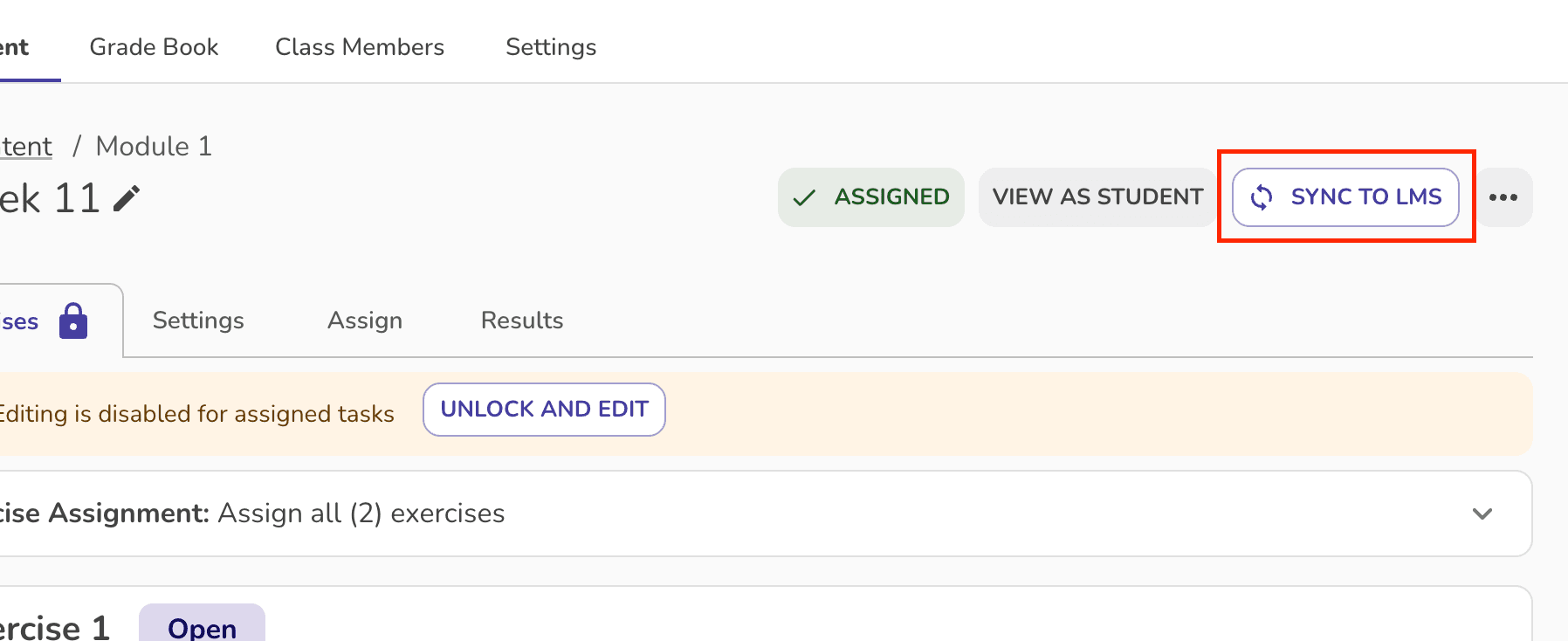 Sync grades back to LMS.